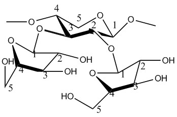 阿拉伯素结构。d-二吡喃糖基残基在C（O）-2和C（O）-3上取代，用L-阿拉伯呋喃糖基残基取代。